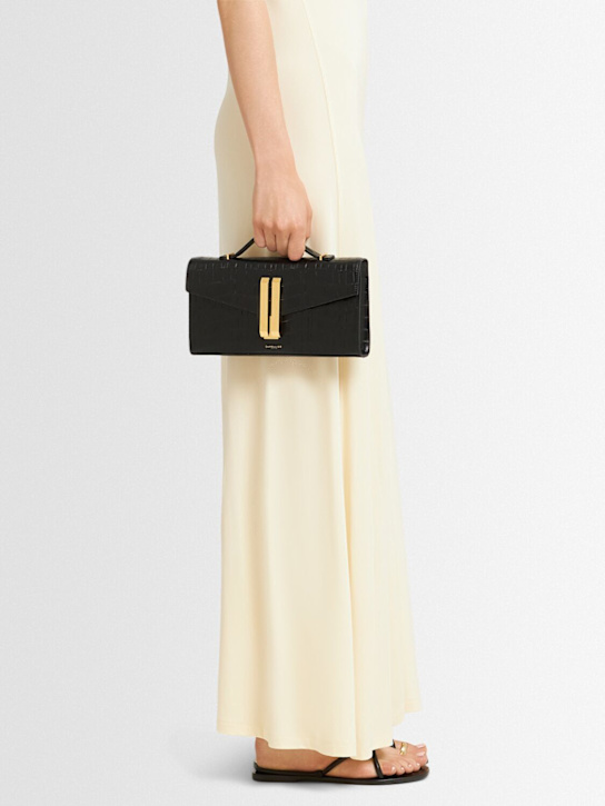 DeMellier: Vancouver croc embossed leather clutch - Black - women_1 | Luisa Via Roma