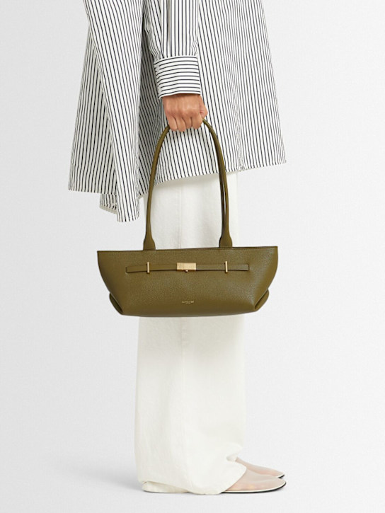 DeMellier: The New York grain leather shoulder bag - Olive Green - women_1 | Luisa Via Roma
