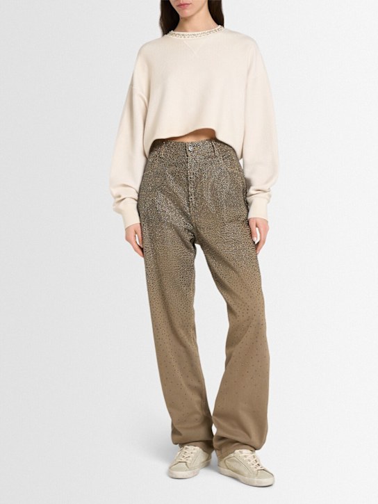 Golden Goose: Journey cropped cotton sweatshirt - Artic Wolf - women_1 | Luisa Via Roma