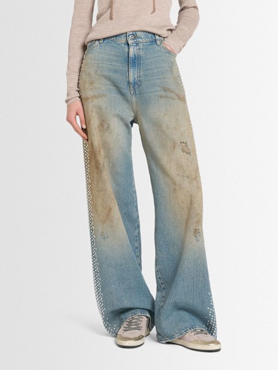 Golden Goose: Sneakers en cuir Ballstar - Rose - women_1 | Luisa Via Roma