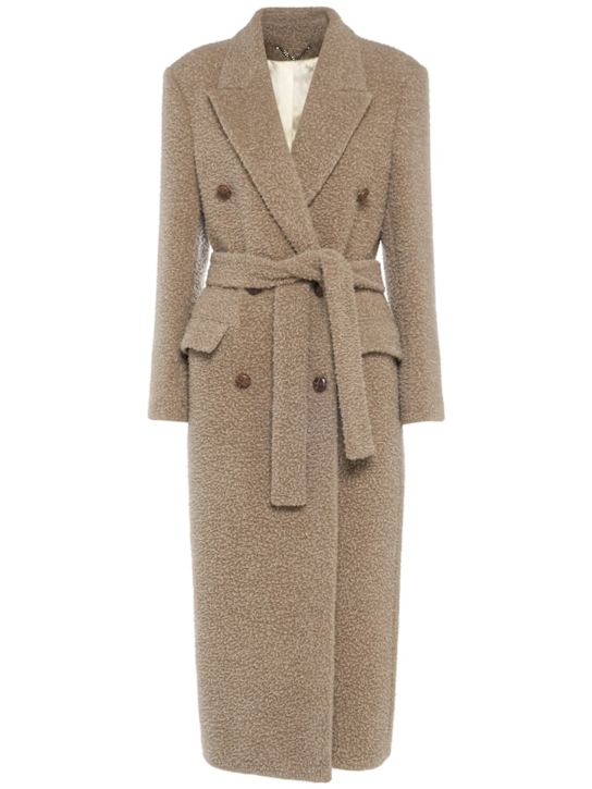 Golden Goose: Journey double breast wool blend coat - Beige/Brown - women_0 | Luisa Via Roma