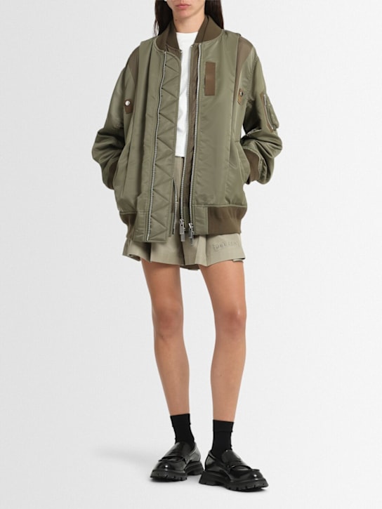 Sacai: Nylon twill bomber jacket - Beige - women_1 | Luisa Via Roma