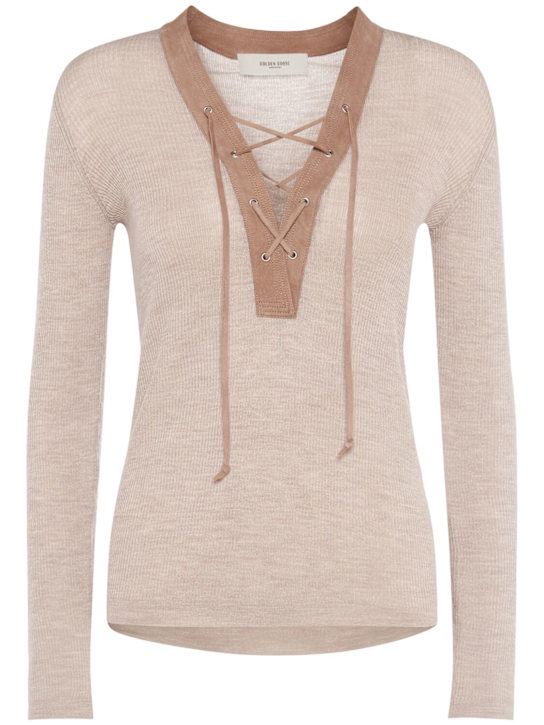 Golden Goose: Polo en cuir et laine Journey - women_0 | Luisa Via Roma