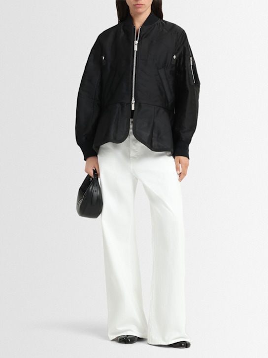 Sacai: Quilted satin bomber jacket - Black - women_1 | Luisa Via Roma