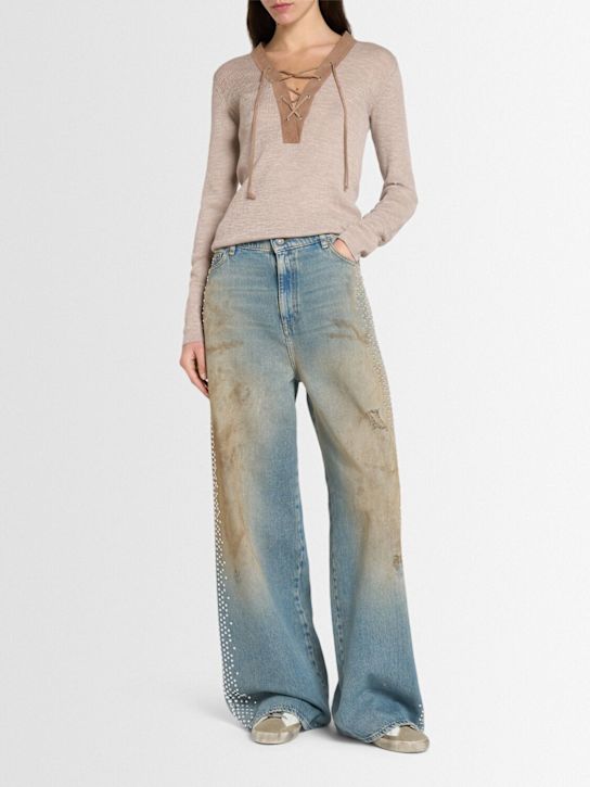 Golden Goose: Polo en cuir et laine Journey - women_1 | Luisa Via Roma