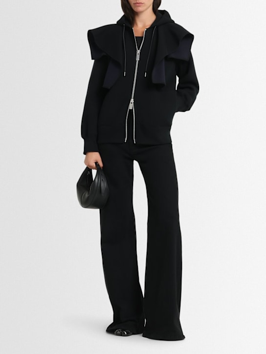 Sacai: Sponge sweatshirt hoodie - Black - women_1 | Luisa Via Roma