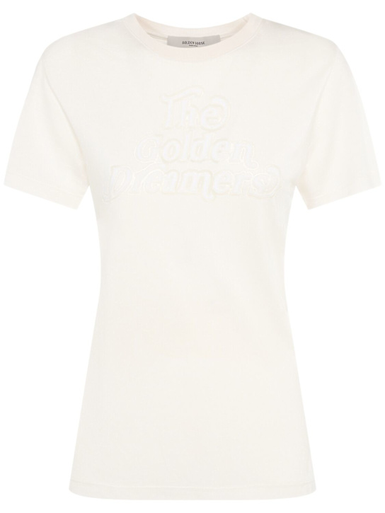 Golden Goose: Journey slim viscose blend t-shirt - Artic Wolf - women_0 | Luisa Via Roma