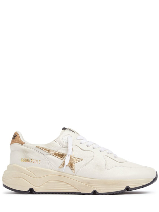 Golden Goose: Sneakers Running de piel laminada - women_0 | Luisa Via Roma
