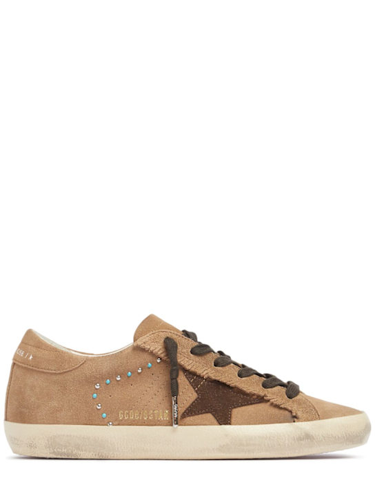 Golden Goose: Super Star suede sneakers w/ fringe - Tobacco/Brown - women_0 | Luisa Via Roma
