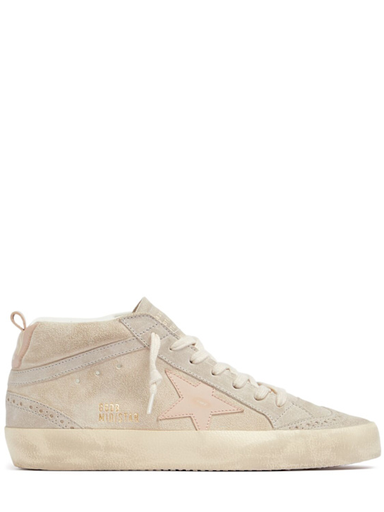 Golden Goose: Sneakers Mid Star de ante - Beige/Gris - women_0 | Luisa Via Roma