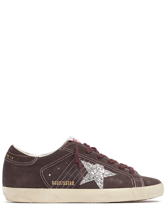 Golden Goose: Super Star suede & glitter sneakers - women_0 | Luisa Via Roma
