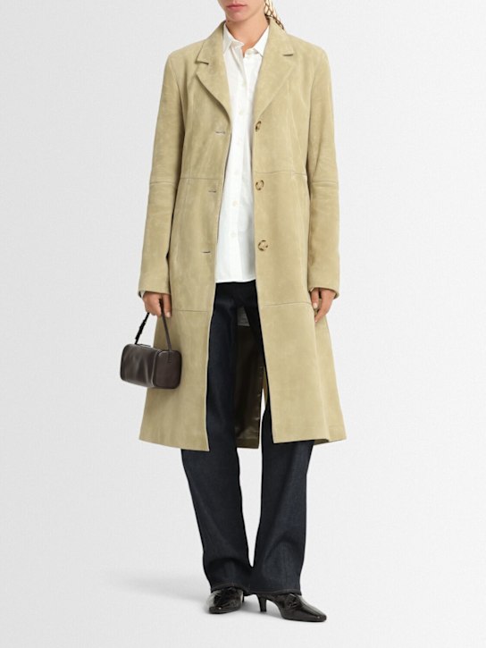 Toteme: Cinched suede coat - Beige - women_1 | Luisa Via Roma
