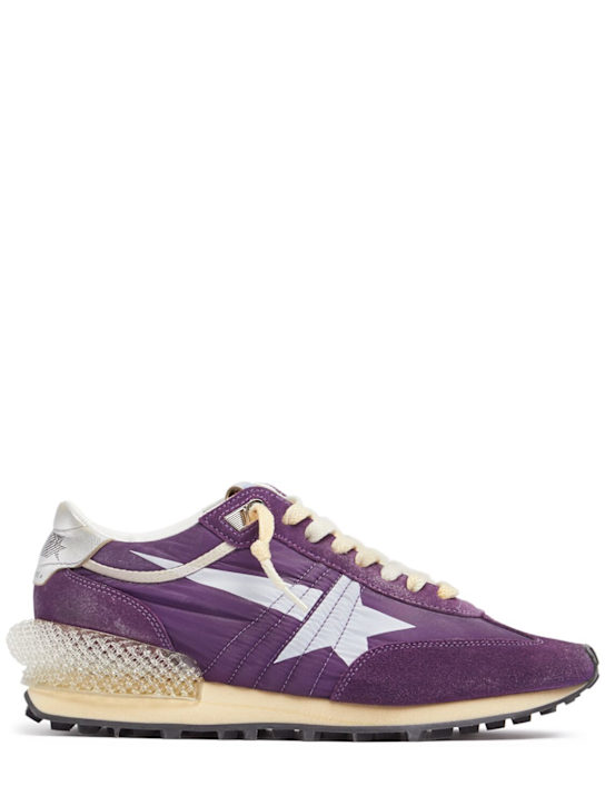 Golden Goose: Running marathon nylon sneakers - Purple/White - women_0 | Luisa Via Roma