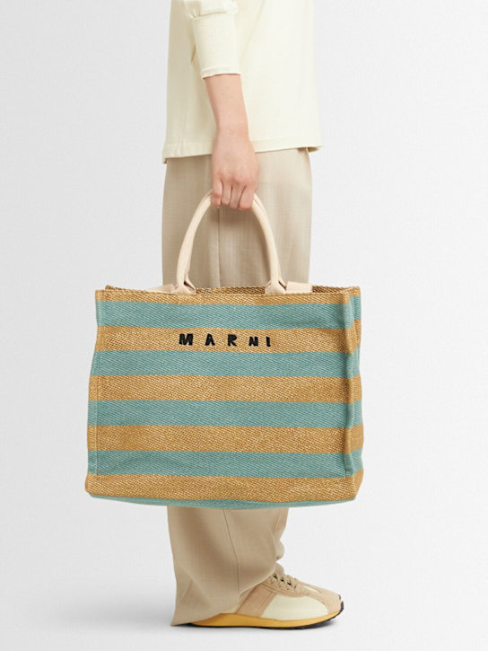 Marni: Large Basket raffia effect tote bag - men_1 | Luisa Via Roma