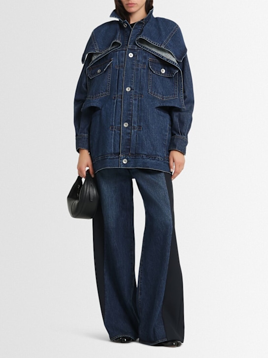 Sacai: Cotton denim jacket - Blue - women_1 | Luisa Via Roma