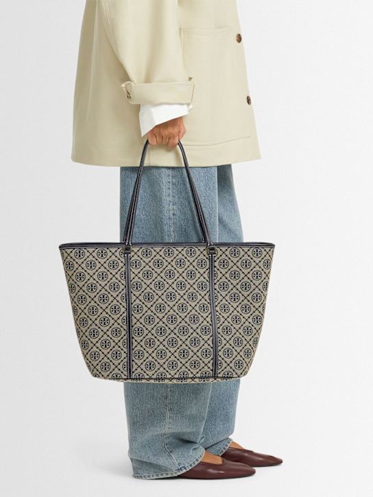 Tory Burch: T Monogram canvas zip tote bag - women_1 | Luisa Via Roma