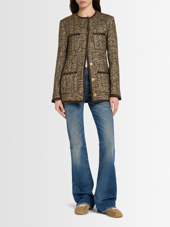 Golden Goose: Journey boxy wool blend jacket - Turkish Coffee - women_1 | Luisa Via Roma