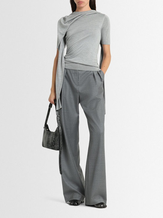 Acne Studios: Klowd deconstructed silk knit top - Açık Gri - women_1 | Luisa Via Roma