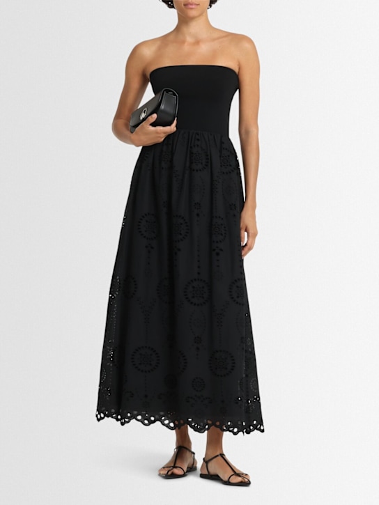 Matteau: Embroidered strapless long dress - Black - women_1 | Luisa Via Roma