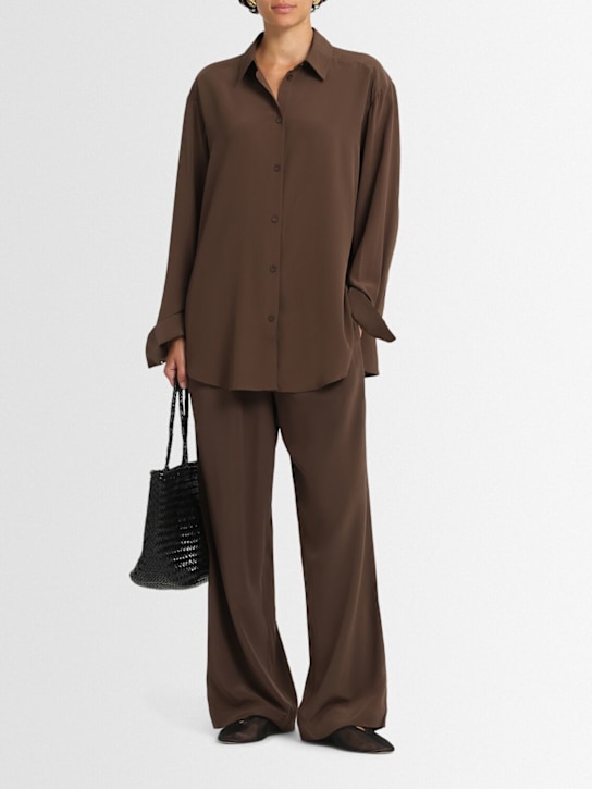 Matteau: Long sleeve silk shirt - Brown - women_1 | Luisa Via Roma
