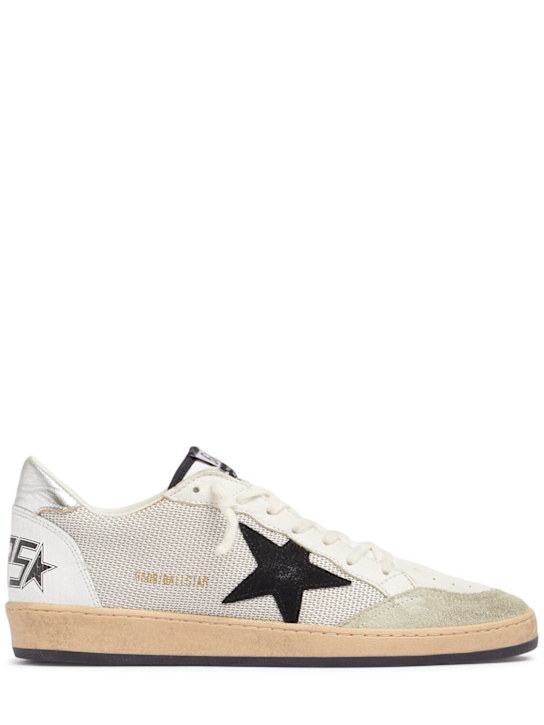 Golden Goose: Ball Star leather & suede sneakers - Silver/Black - men_0 | Luisa Via Roma