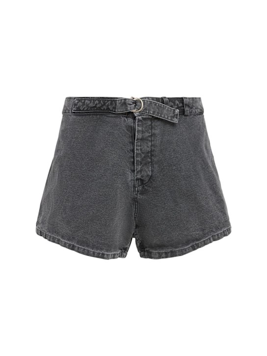Our Legacy: Oyster cotton & linen trunk shorts - Black - men_0 | Luisa Via Roma