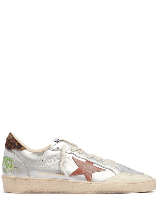 Golden Goose: Ball Star metallic leather sneakers - men_0 | Luisa Via Roma