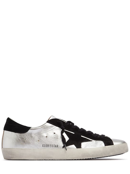 Golden Goose: Super Star leather & suede sneakers - Silver/Black - men_0 | Luisa Via Roma