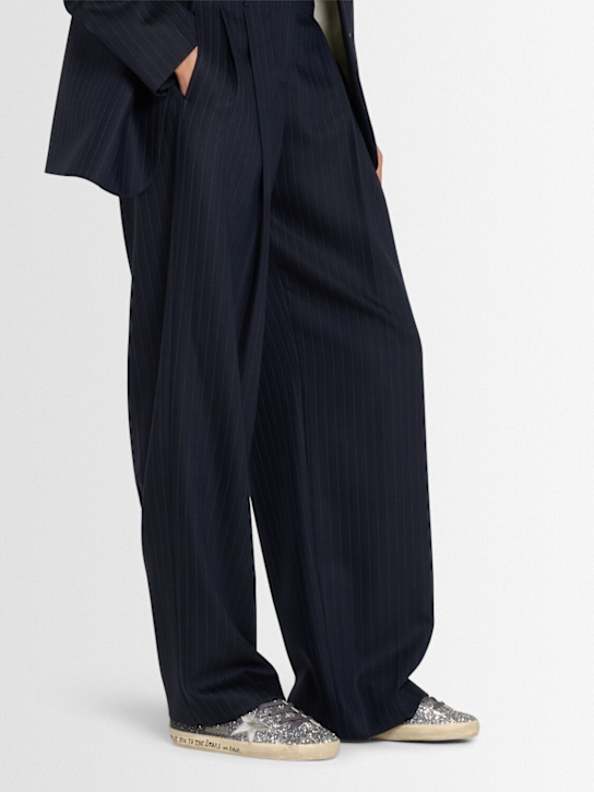 Golden Goose: Super Star glitter laminated sneakers - Silver/Black - women_1 | Luisa Via Roma