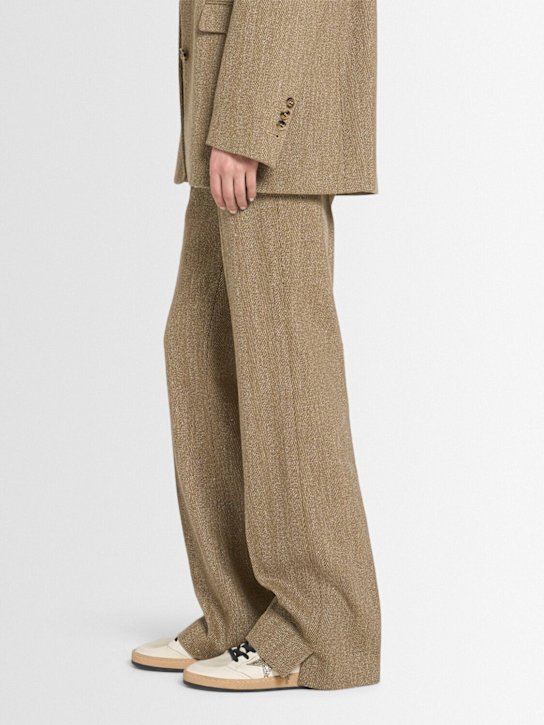 Golden Goose: Ballstar leather & glitter sneakers - White/Platinum - women_1 | Luisa Via Roma