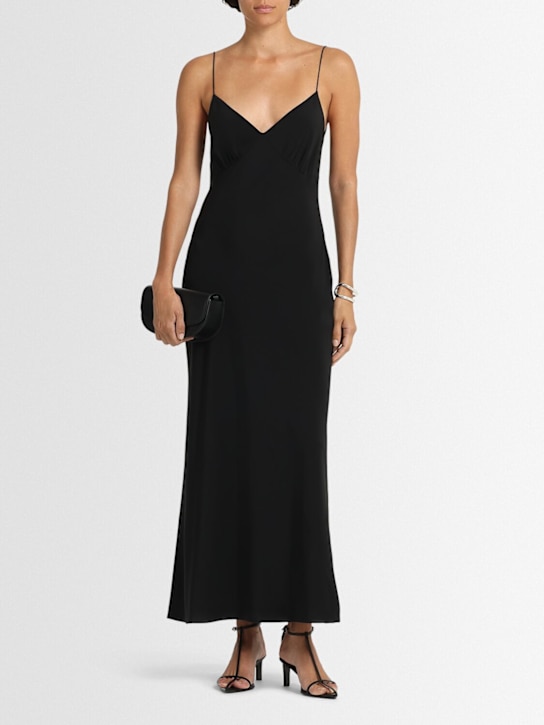 Matteau: Low back long silk slip dress - Black - women_1 | Luisa Via Roma