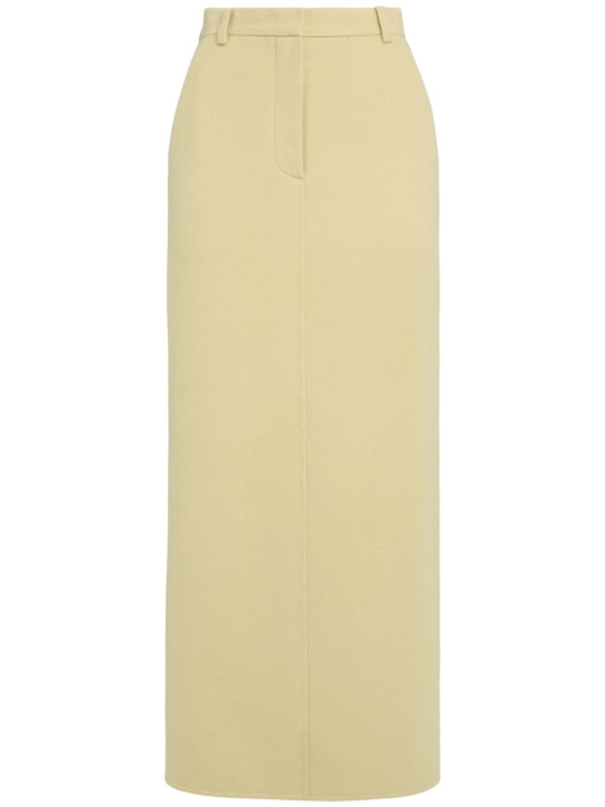 Eenk: Straight wool blend midi skirt - Yellow - women_0 | Luisa Via Roma