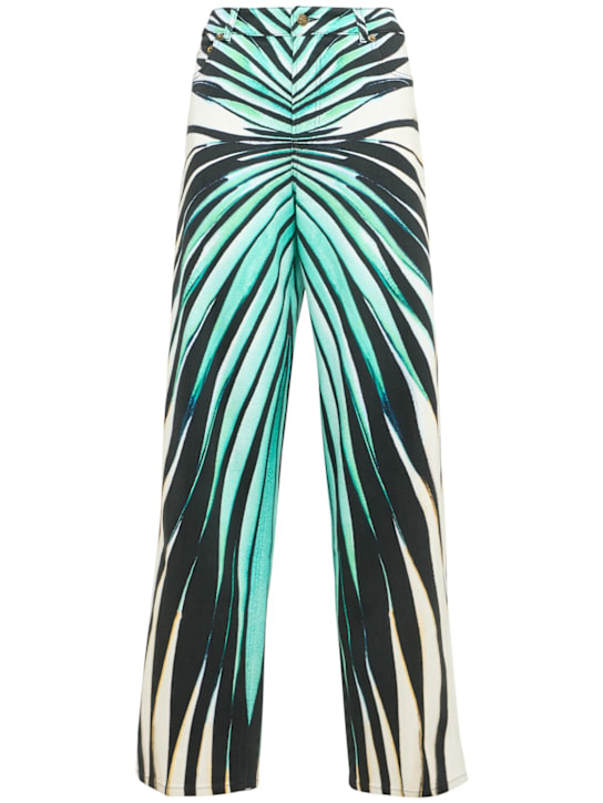 Roberto Cavalli: Ray Of Sea printed stretch cotton pants - women_0 | Luisa Via Roma