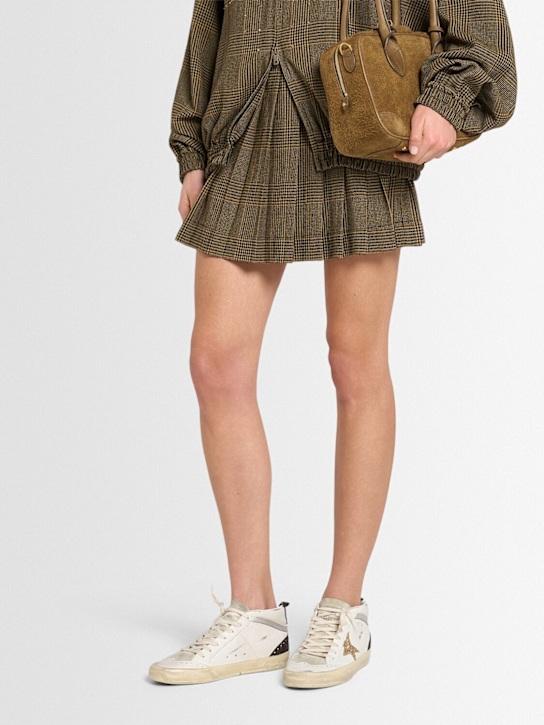 Golden Goose: Mid Star leather & glitter sneakers - women_1 | Luisa Via Roma