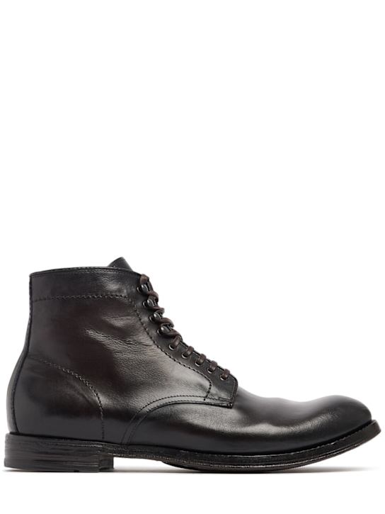 Officine Creative: Anatomia leather lace-up boots - men_0 | Luisa Via Roma