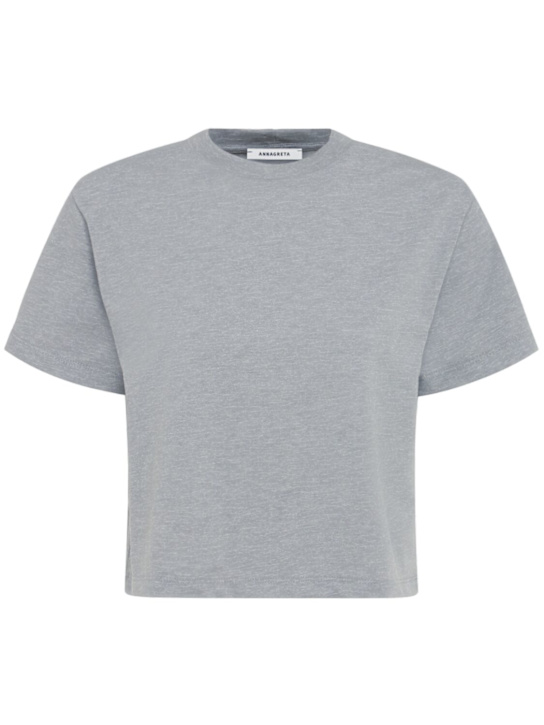 Annagreta: Greta クロップドコットンTシャツ - グレー - women_0 | Luisa Via Roma