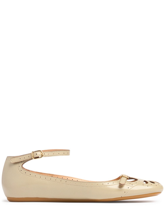 Chloé: 10mm Misty leather ballerina flats - Spearmint - women_0 | Luisa Via Roma