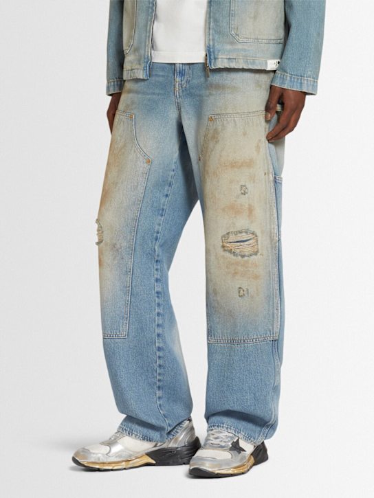 Golden Goose: Running Dad mesh & leather sneakers - Silver/Black - men_1 | Luisa Via Roma