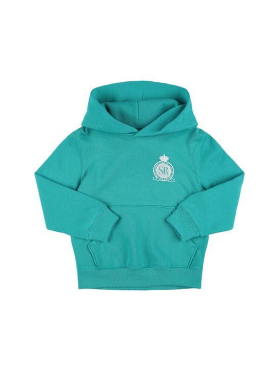 Sporty & Rich: Royal Club プリントコットンブレンドフーディー - グリーン - kids-boys_0 | Luisa Via Roma