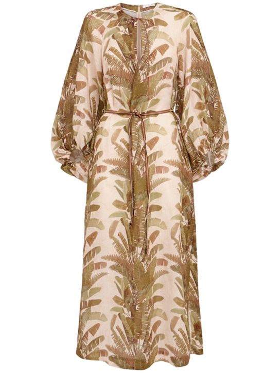 Zimmermann: Ascension linen midi dress - women_0 | Luisa Via Roma