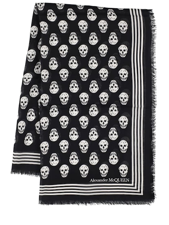 McQueen: Skull printed cotton scarf - women_0 | Luisa Via Roma