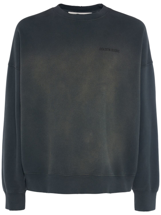 Golden Goose: Journey dyed cotton sweatshirt - Washed Black - men_0 | Luisa Via Roma