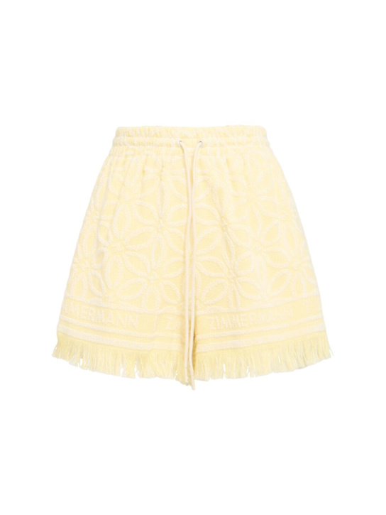 Zimmermann: Coco cotton toweling shorts - Cream - women_0 | Luisa Via Roma