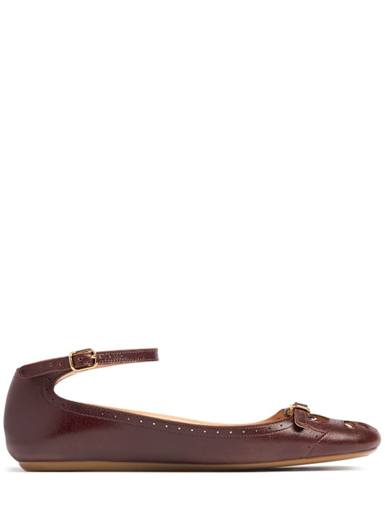 Chloé: 10mm Misty leather ballerina flats - Burnt Purple - women_0 | Luisa Via Roma