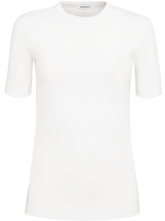 Annagreta: Daisy stretch cotton jersey t-shirt - White - women_0 | Luisa Via Roma