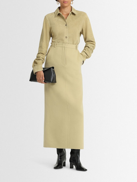 Eenk: Straight wool blend midi skirt - Yellow - women_1 | Luisa Via Roma