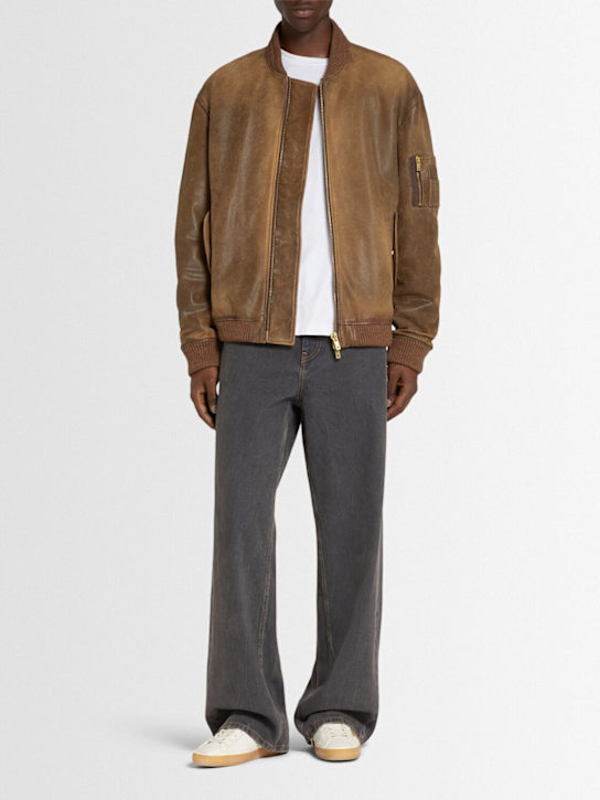 Golden Goose: Journey zip-up padded leather jacket - men_1 | Luisa Via Roma