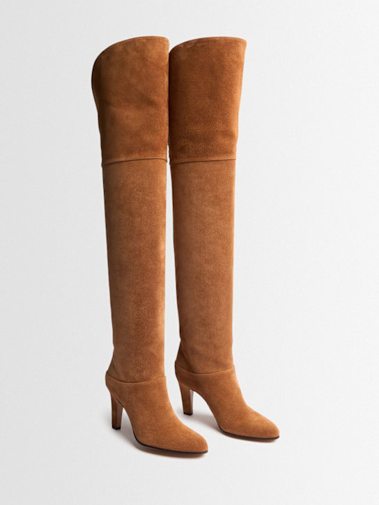 Chloé: 90mm Eve suede high boots - Pure Brown - women_1 | Luisa Via Roma