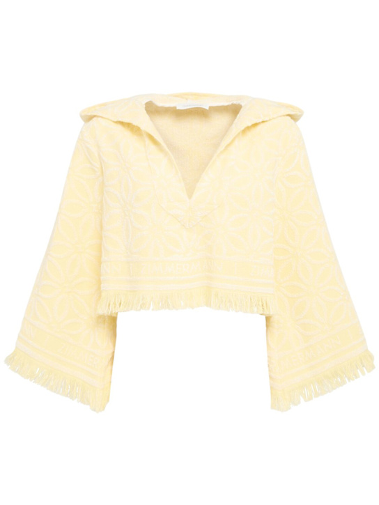Zimmermann: Coco hooded cotton toweling sweater - Cream - women_0 | Luisa Via Roma