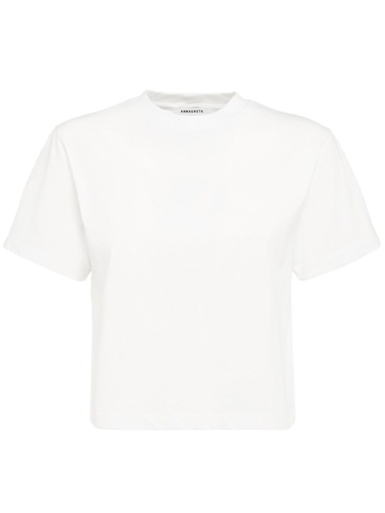 Annagreta: Greta cropped cotton jersey t-shirt - White - women_0 | Luisa Via Roma